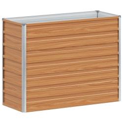 Jardini&egrave;re sur&eacute;lev&eacute;e design industriel terrasse jardin 100 x 40 x 77 cm en acier galvanis&eacute; marron c