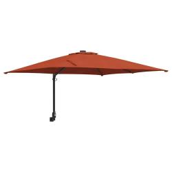 Parasol de jardin inclinable moderne pour terrasse 247,5 x 248,5 x 160 cm en polyester terre cuite