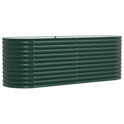 Jardini&egrave;re sur&eacute;lev&eacute;e minimaliste pour jardin terrasse 240 x 80 x 81 cm en acier vert 02_0058904