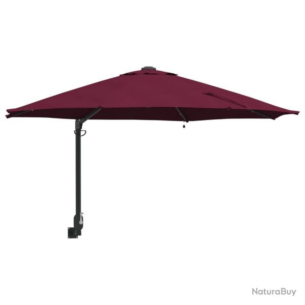 Parasol de jardin moderne inclinable avec �clairage LED 248 x 248 x 148 cm en polyester bordeaux 02