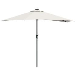 Parasol de jardin pliable moderne 294 x 150 x 224 cm avec &eacute;clairage LED en polyester sable 02_00586