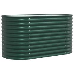 Jardini&egrave;re sur&eacute;lev&eacute;e moderne minimaliste terrasse jardin 160 x 80 x 81 cm en acier vert 02_0058905