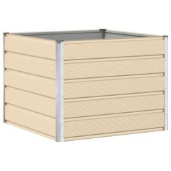 Jardini&egrave;re moderne carr&eacute; 100 x 100 x 75 cm d&eacute;corative usage ext&eacute;rieur style chic en acier ivoire 02