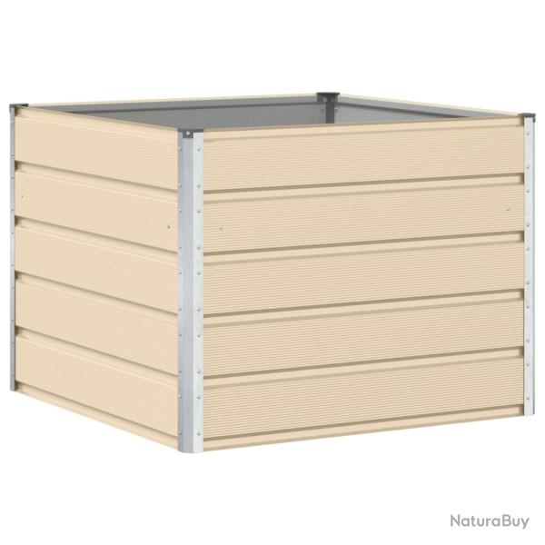 Jardini�re moderne carr� 100 x 100 x 75 cm d�corative usage ext�rieur style chic en acier ivoire 02