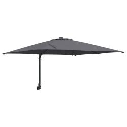 Parasol de jardin d&eacute;port&eacute; inclinable 248,5 x 247,5 x 160 cm avec &eacute;clairage LED chic en polyester an