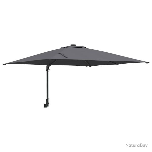 Parasol de jardin d�port� inclinable 248,5 x 247,5 x 160 cm avec �clairage LED chic en polyester an