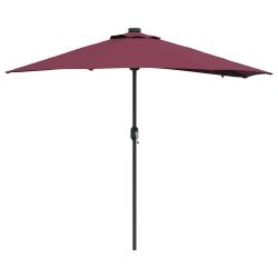 Parasol de jardin moderne pliable avec &eacute;clairage LED 294 x 150 x 223 cm en polyester bordeaux 02_00