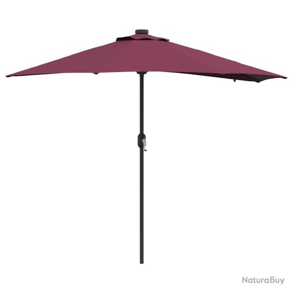 Parasol de jardin moderne pliable avec �clairage LED 294 x 150 x 223 cm en polyester bordeaux 02_00