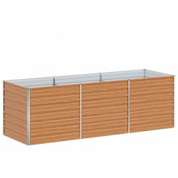 Lot de 1 jardini&egrave;re sur&eacute;lev&eacute;e industrielle 240 x 80 x 77 cm design chic ext&eacute;rieur en acier galvanis
