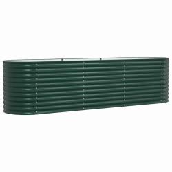 Jardini&egrave;re sur&eacute;lev&eacute;e moderne ext&eacute;rieure 320 x 80 x 81 cm durable minimaliste en acier vert 02_00589