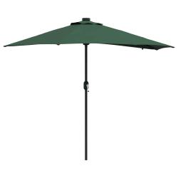Parasol de jardin pliable moderne avec LED solaires 294 x 150 x 223 cm en polyester vert 02_0058659