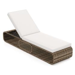 Chaise longue inclinable 185 x 65 x 86 cm confort personnalisable en rotin pe brun m&eacute;lang&eacute; 20_00112