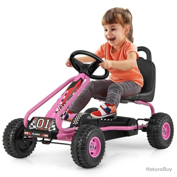 Kart � p�dales pour enfants rose 92 x 50 x 53 cm actionn� par p�dale si�ge r�glable ambiance cosy e