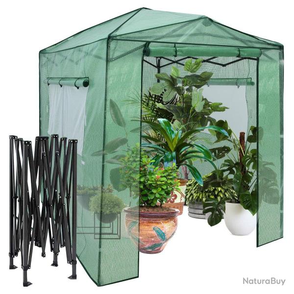 Serre de jardin portable 180 x 250 cm avec 2 fen�tres d'observation et cadre m�tallique robuste en