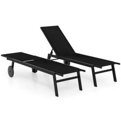 Chaise longue de patio avec dossier r&eacute;glable 190-150,5 x 59 x 33,5 cm assise ergonomique finition m