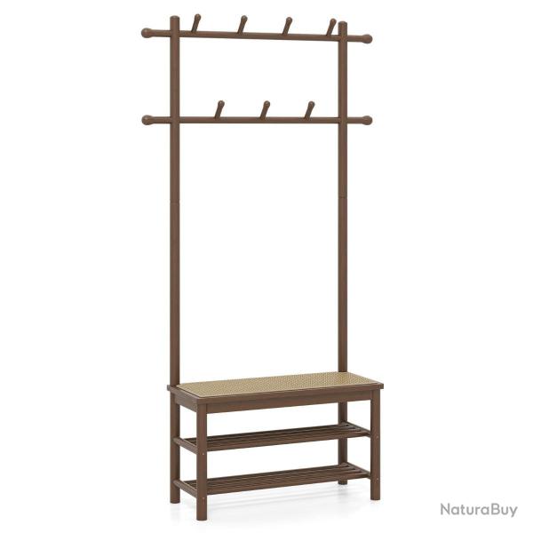 Porte-manteau 3 en 1 dimensions 71 x 30 x 169,5 cm avec banc pratique et rangement pour chaussures
