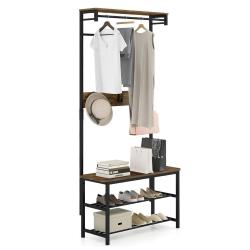 Porte-manteau avec banc et rangement chaussures 80 x 32 x 169 cm multifonctionnel style industriel