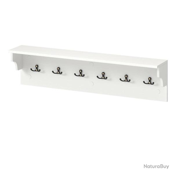 Porte-manteau mural avec �tag�re 80 x 14 x 20 cm rangement organis� design ouvert en bois blanc 20_