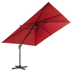 Parasol d&eacute;port&eacute; 300 x 300 x 273 cm avec rotation &agrave; 360&deg; et inclinaison r&eacute;glable style moderne en po