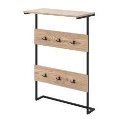 Porte-manteau mural 59,5 x 30 x 88,5 cm avec &eacute;tag&egrave;re et 6 crochets design moderne en m&eacute;tal marron 2