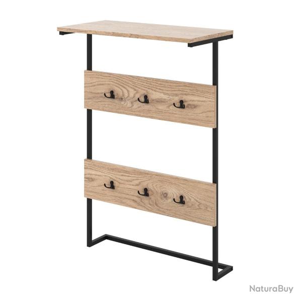 Porte-manteau mural 59,5 x 30 x 88,5 cm avec �tag�re et 6 crochets design moderne en m�tal marron 2