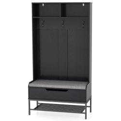 Porte-manteau 4 en 1 avec banc et rangement 90 x 38,5 x 170 cm confort optimal finition moderne en