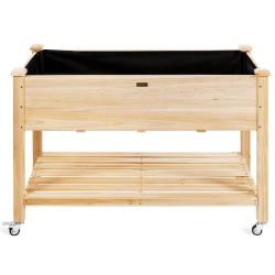 Jardini&egrave;re sur pieds 120 x 59 x 84 cm potager sur roues avec doublure et trous de drainage style na