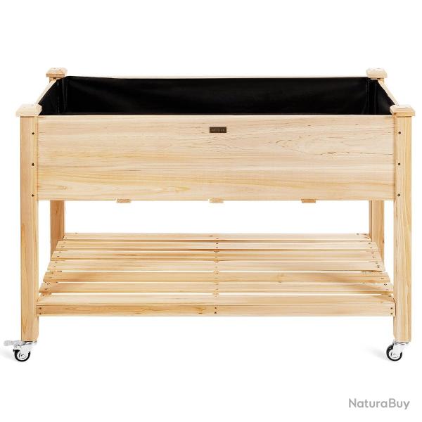 Jardini�re sur pieds 120 x 59 x 84 cm potager sur roues avec doublure et trous de drainage style na