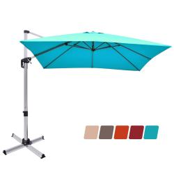 Parasol d&eacute;port&eacute; carr&eacute; 295 x 295 x 272 cm zone d'ombre large r&eacute;glage d'inclinaison style moderne en