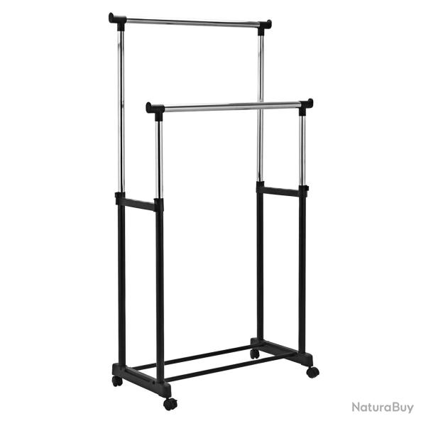 Porte-manteau sur roulettes hauteur r�glable 84 x 43 x 168 cm gain de place pratique style moderne