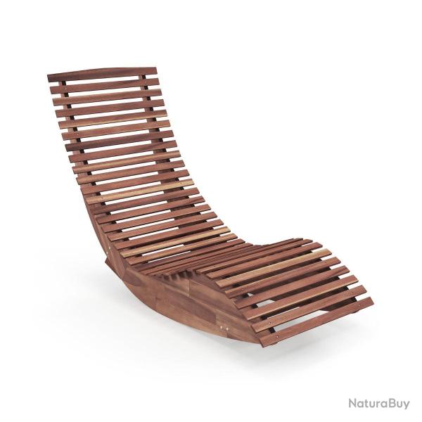 Chaise longue � bascule ergonomique 157 x 60 x 76 cm avec dossier haut mouvement fluide en bois d'a