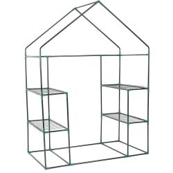 Mini serre de jardin 143 x 73 x 195 cm avec 6 &eacute;tag&egrave;res pratique et durable en PVC transparent 20_00