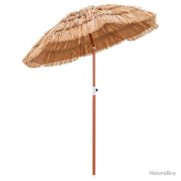 Parasol de terrasse inclinable 175 x 194 cm l�ger et portable style hawa�en en chaume naturel 20_00