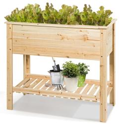 Jardini&egrave;re sur&eacute;lev&eacute;e pour plantes 92 x 41 x 81 cm hauteur de travail ergonomique ambiance naturelle