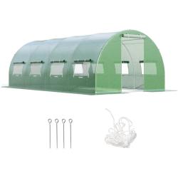 Serre tunnel de jardin en plain-pied 600 x 300 x 200 cm avec excellente protection et ventilation e