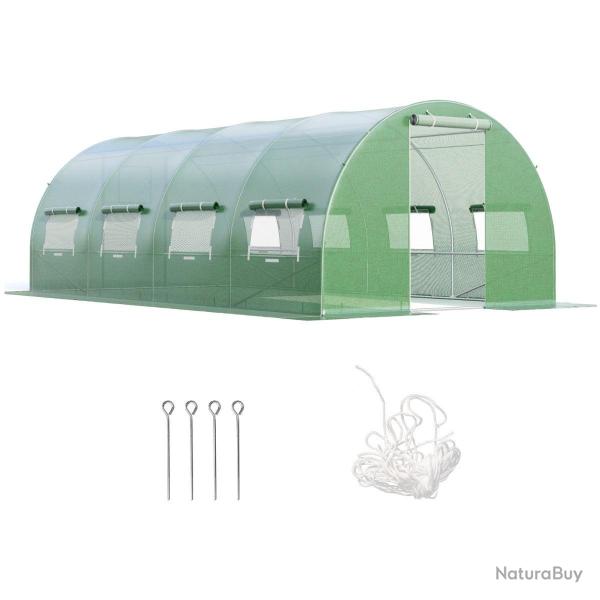 Serre tunnel de jardin en plain-pied 600 x 300 x 200 cm avec excellente protection et ventilation e