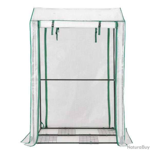 Serre de jardin portable 100 x 81 x 150 cm avec 4 grilles et acc�s facile en plastique PE blanc 20_