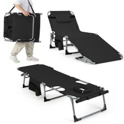 Chaise longue pliante &agrave; 5 positions 173-193 x 60 x 34-76 cm confort optimal au bord de la piscine e