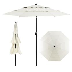 Parasol de terrasse 306 x 306 x 252 cm protection solaire inclinable ambiance cosy en polyester bei