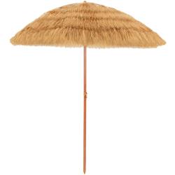 Parasol inclinable 200 cm grande surface ombrag&eacute;e pour plage cour piscine style hawa&iuml;en en fer natu