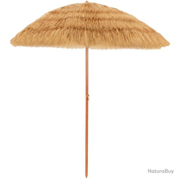 Parasol inclinable 200 cm grande surface ombrag�e pour plage cour piscine style hawa�en en fer natu