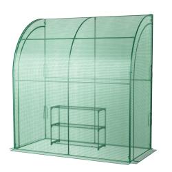 Serre inclin&eacute;e de jardin 200 x 100 x 215 cm avec &eacute;tag&egrave;re &agrave; plantes 3 niveaux et protection solaire