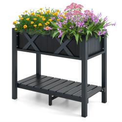 Jardini&egrave;re sur&eacute;lev&eacute;e usage ext&eacute;rieur 86 x 45 x 73 cm avec &eacute;tag&egrave;re de rangement ergonomique design n