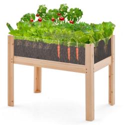 Jardini&egrave;re sur&eacute;lev&eacute;e 100 x 59 x 77 cm capacit&eacute; de 130 L ergonomique moderne en bois sapin naturel 2