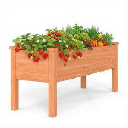 Jardini&egrave;re sur&eacute;lev&eacute;e carr&eacute;e 120 x 43,5 x 51 cm pratique et confortable pour terrasse et balcon en b