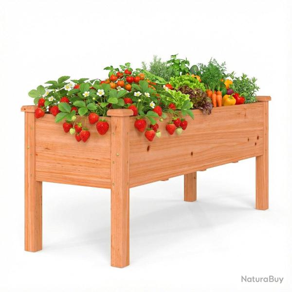 Jardini�re sur�lev�e carr�e 120 x 43,5 x 51 cm pratique et confortable pour terrasse et balcon en b