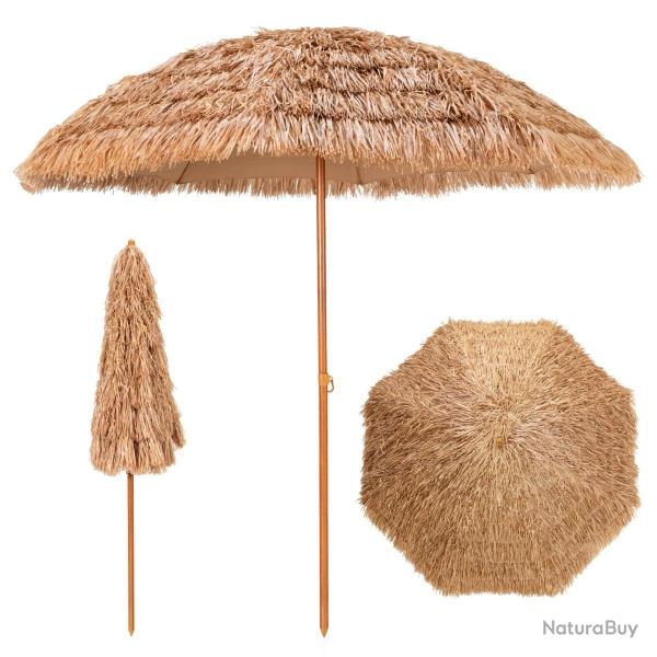 Parasol de plage 243 x 243 x 222 cm protection solaire double style tropical ambiance cosy en paill