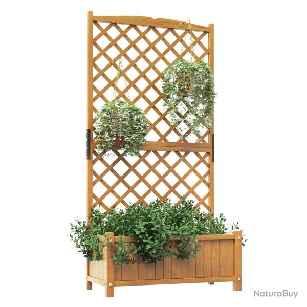 Jardini�re avec treillis pour plantes grimpantes 90 x 44,5 x 180 cm design charmant en bois de sapi
