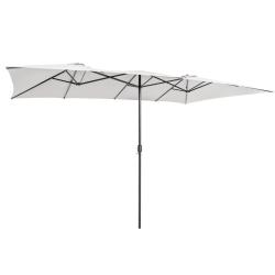 Parasol double pour jardin 426 x 265 x 260 cm avec manivelle extra-large moderne en polyester beige