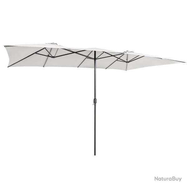 Parasol double pour jardin 426 x 265 x 260 cm avec manivelle extra-large moderne en polyester beige